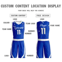 Royal White Double Side Sets Basketball Jersey 3