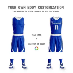 Royal White Double Side Sets Basketball Jersey 4