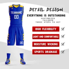Royal White Double Side Sets Basketball Jersey 4