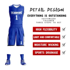 Royal White Double Side Sets Basketball Jersey 4