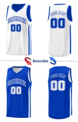 Royal White Double Side Sport Basketball Jersey 4