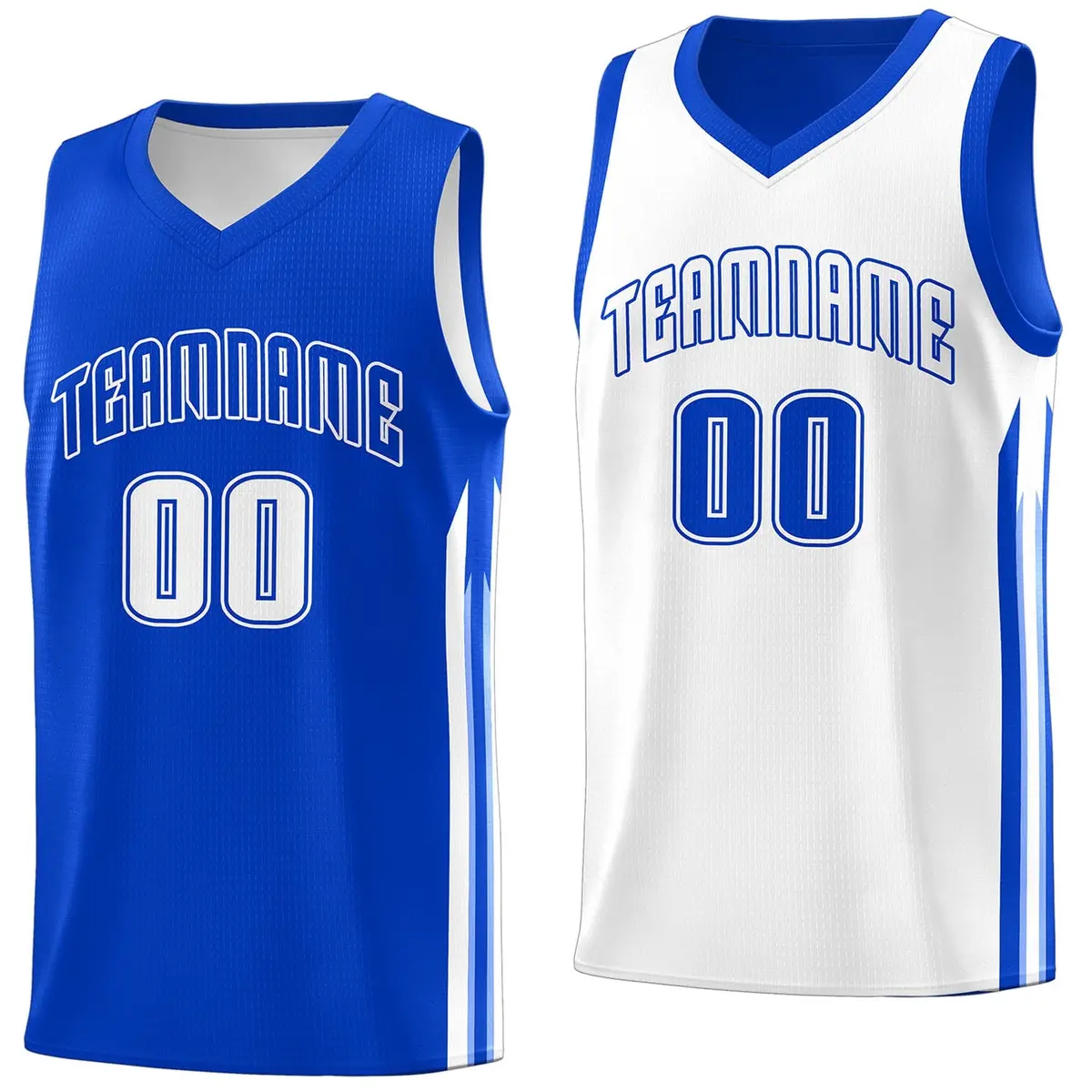 Royal White Double Side Training Basketball Jersey