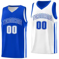 Royal White Double Side Training Basketball Jersey