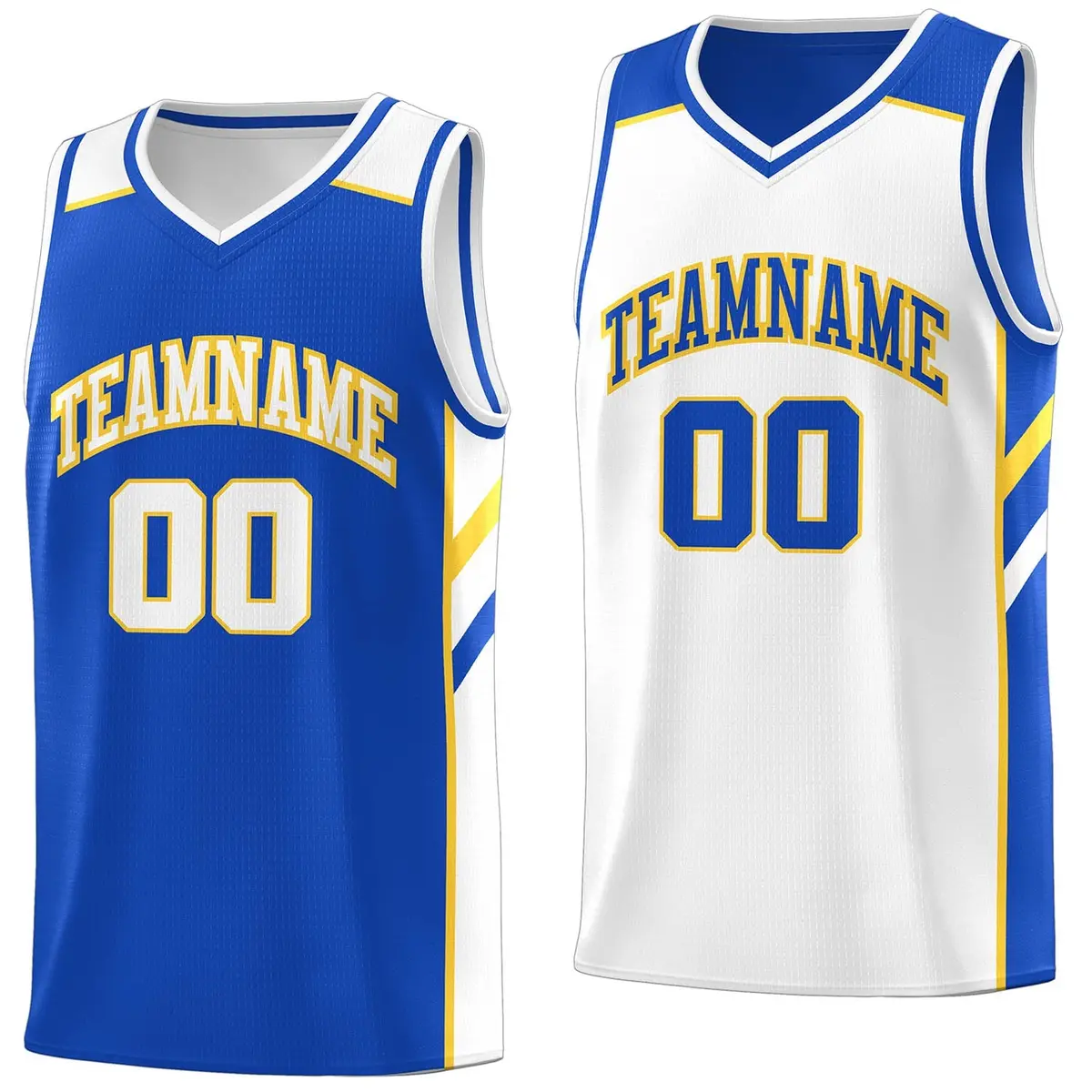 Royal White Double Side Training Basketball Jersey