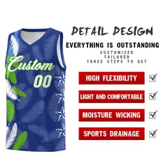 Royal White Feather Graffiti Basketball Jersey 2