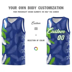 Royal White Feather Graffiti Basketball Jersey 3