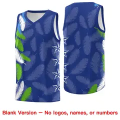 Royal White Feather Graffiti Basketball Jersey 6