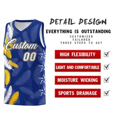 Royal White Feather Graffiti Basketball Jersey 2