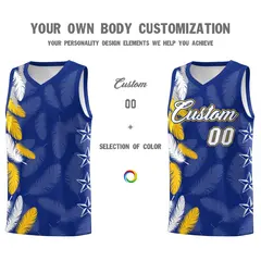 Royal White Feather Graffiti Basketball Jersey 3