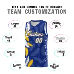 Royal White Feather Graffiti Basketball Jersey 4