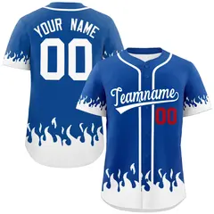 Royal White Flame Graffiti Authentic Baseball Jersey
