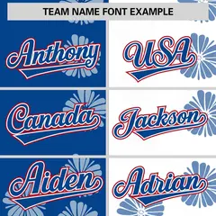 Royal White Flower Graffiti Split Baseball Jersey 3