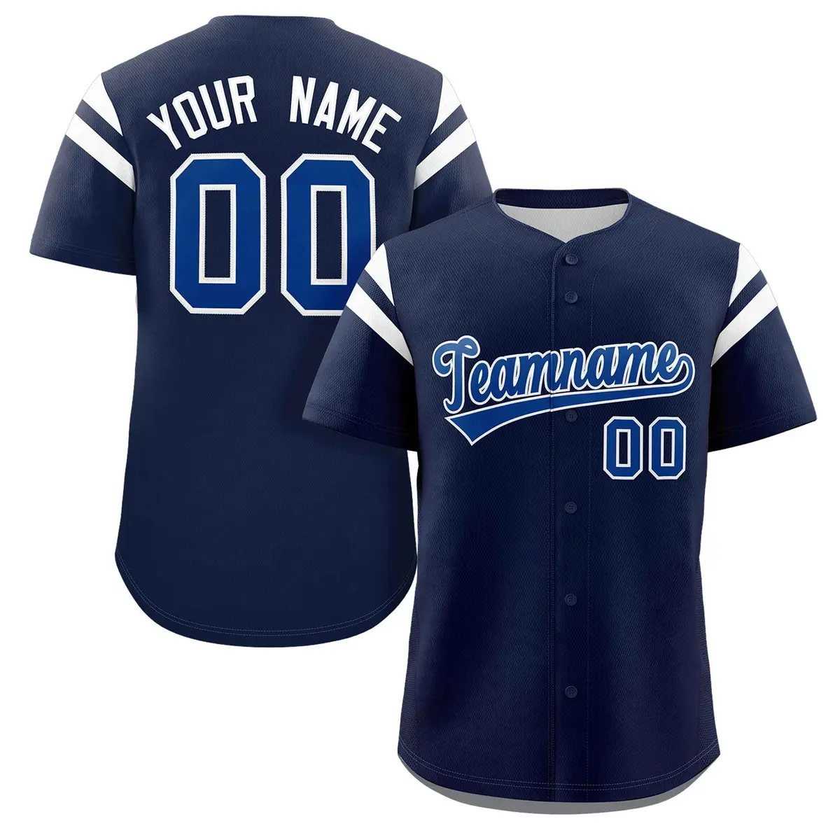 Royal White Full Button Classic Authentic Baseball Jersey