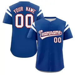 Royal White Full Button Classic Authentic Baseball Jersey
