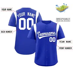 Royal White Full Button Classic Authentic Baseball Jersey 2