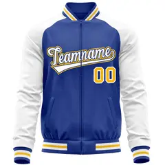 Royal White Full-Zip Raglan Sleeves Varsity Letterman Baseball Jacket 5
