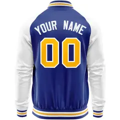 Royal White Full-Zip Raglan Sleeves Varsity Letterman Baseball Jacket 6