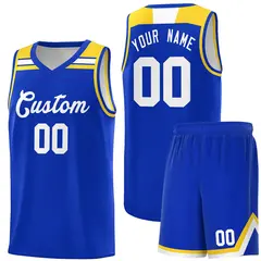 Royal White-Gold Classic Basketball Sports Uniform Jersey