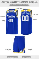 Royal White-Gold Classic Basketball Sports Uniform Jersey 2