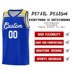 Royal White-Gold Classic Basketball Sports Uniform Jersey 4