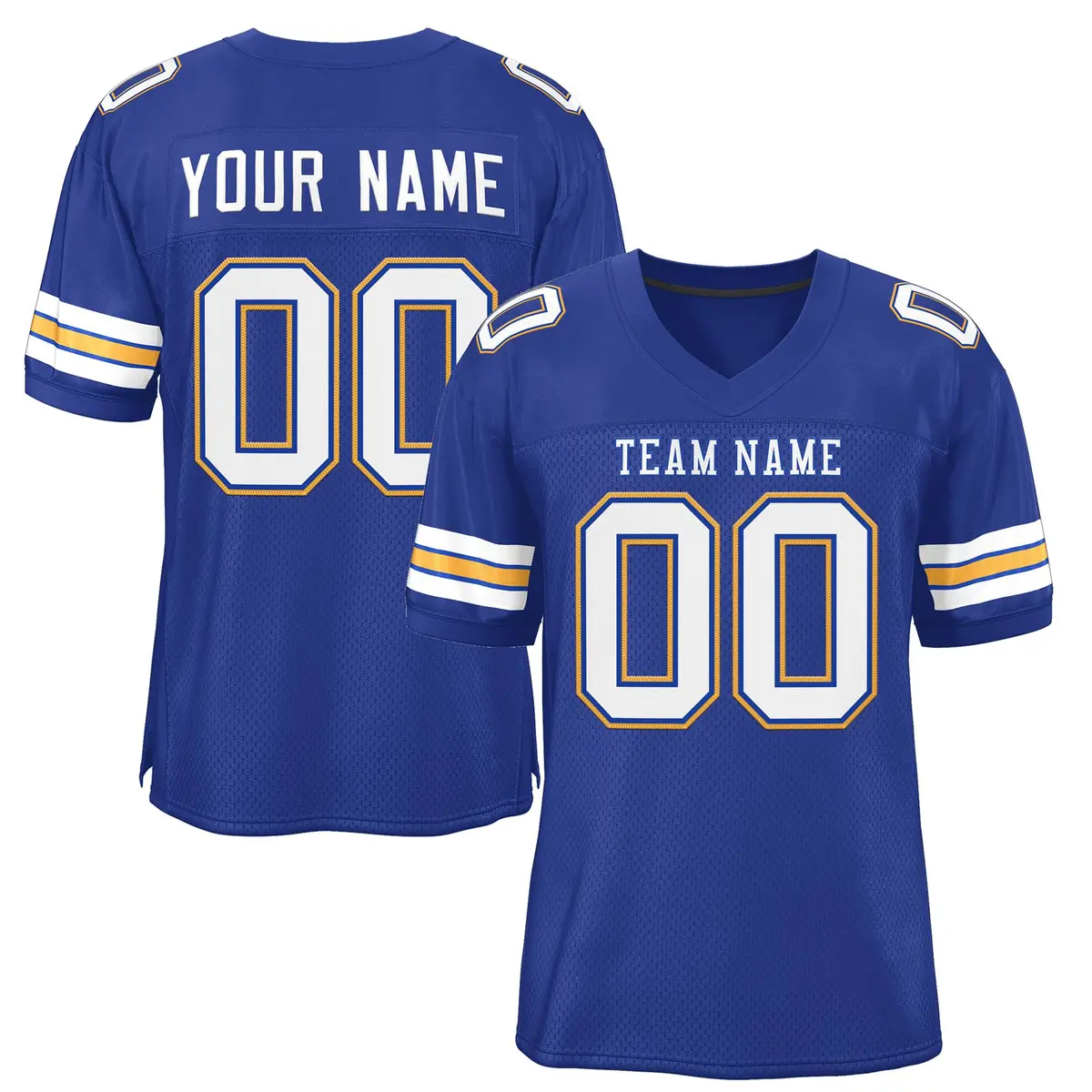Royal White-Gold Classic Style Mesh Football Jersey