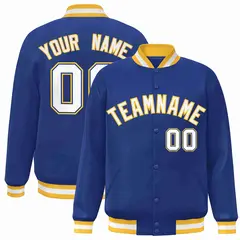 Royal White-Gold Classic Varsity Full-Snap Letterman Jacket
