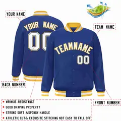 Royal White-Gold Classic Varsity Full-Snap Letterman Jacket 2