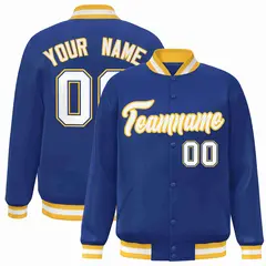 Royal White-Gold Classic Varsity Full-Snap Letterman Jacket