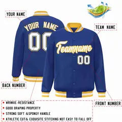 Royal White-Gold Classic Varsity Full-Snap Letterman Jacket 2