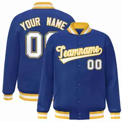 Royal White-Gold Classic Varsity Full-Snap Letterman Jacket