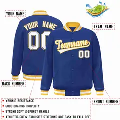 Royal White-Gold Classic Varsity Full-Snap Letterman Jacket 2
