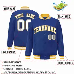 Royal White-Gold Classic Varsity Full-Snap Letterman Jacket 2