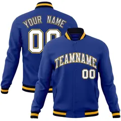 Royal White-Gold Classic Varsity Full-Snap Letterman Jacket 1