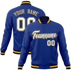 Royal White-Gold Classic Varsity Full-Snap Letterman Jacket 1