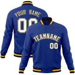 Royal White-Gold Classic Varsity Full-Snap Letterman Jacket 1