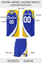 Royal White Gold Color Block Basketball Jersey 2