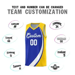 Royal White Gold Color Block Basketball Jersey 3