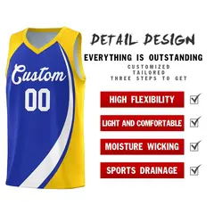 Royal White Gold Color Block Basketball Jersey 4