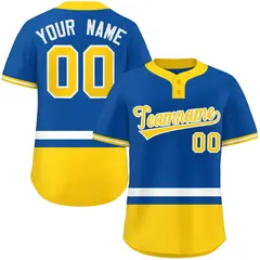 Royal White-Gold Color Block Two-Button Softball Jersey