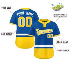 Royal White-Gold Color Block Two-Button Softball Jersey 2