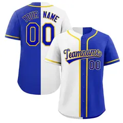Royal White-Gold Split Fashion Baseball Jersey
