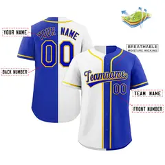 Royal White-Gold Split Fashion Baseball Jersey 2