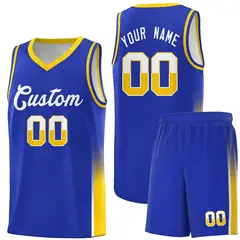 Royal White-Gold Two Tone Font Sports Basketball Jersey