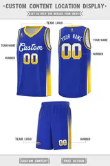 Royal White-Gold Two Tone Font Sports Basketball Jersey 2