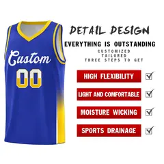 Royal White-Gold Two Tone Font Sports Basketball Jersey 4