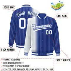 Royal White Gradient Pinstripe Varsity Full-Snap Baseball Jacket 2