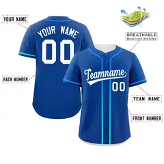 Royal White Gradient Ribbed Authentic Baseball Jersey 2
