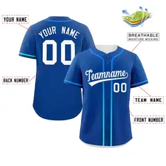 Royal White Gradient Ribbed Authentic Baseball Jersey 2