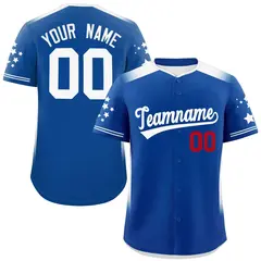 Royal White Gradient Side Star Pattern Baseball Jersey