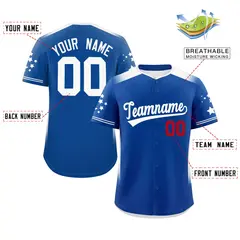 Royal White Gradient Side Star Pattern Baseball Jersey 2